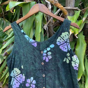 Vintage Mini Hawaiian Dress - Green Tie-Dye